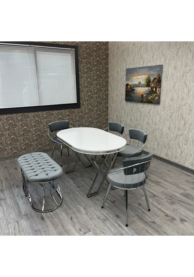 Selenit Mutfak Yemek Masası Takımı- 6 Kişilik Mutfak Masa Sandalye Takımı- Mutfak Masası Takımı Düz Beyaz Gümüş Selenit Mutfak Yemek Masası Takımı- 6 Kişilik Mutfak Masa Sandalye Takımı- Mutfak Masası Takımı Düz Beyaz Gümüş