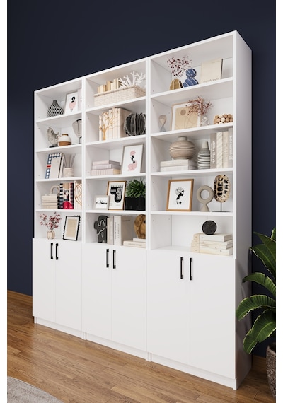 Asra Trend K-50 %100 MDF 180 cm 3 Modüllü Kapaklı Kitaplık Raflı Kütüphane Beyaz Asra Trend K-50 %100 MDF 180 cm 3 Modüllü Kapaklı Kitaplık Raflı Kütüphane Beyaz