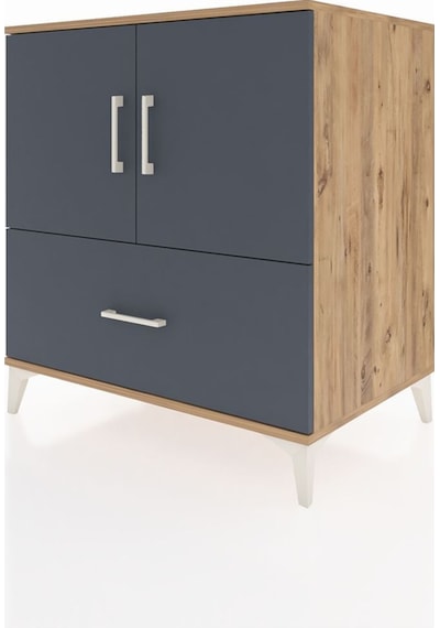 Kronos Şifonyer 2 Raflı Tek Çekmeceli 2 Kapaklı 88x59x96 Çam-antrasit Atlas Çam