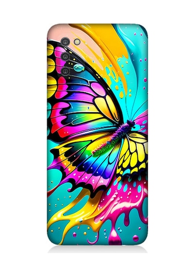 Samsung Galaxy A03s Uyumlu Silikon Kılıf Renkli Boya Ve Kelebek