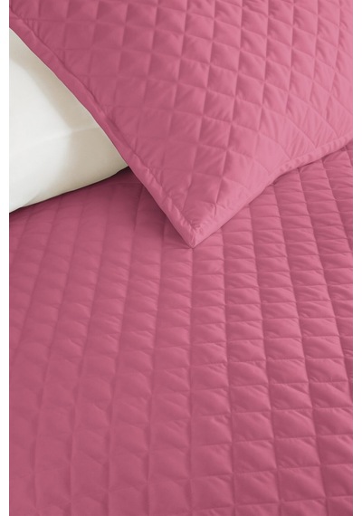 Pembe Minimal Genç Odası Tek Kişilik Pike Takımı - Kapitone Gül Kurusu 160x220 Cm Yatak Örtüsü Pastel Defne Kıyısı