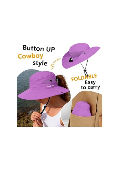 Valkyrie Outdoor Güneş Şapkası Unisex Kamp Trekking Safari Balıkçı Şapkası Uv Koruma Mor Mor
