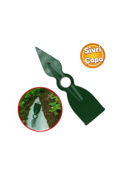 Badem10 Metal Çapa Bahçe Çapası Çift Taraflı Sivri Düz Hobi Çapa 27 Cm Demir Döküm