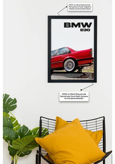 Bmw E30 Tasarım Çerçeveli Poster Tablo