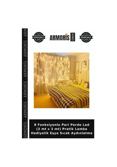 8 Fonksiyonlu Peri Perde Led 3 Mt X 3 Mt Pratik Lamba Hediyelik Eşya Sıcak Aydınlatma Günışığı