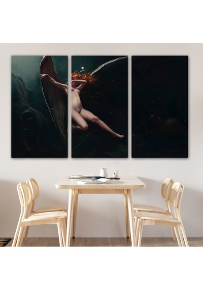 Yıldızlı Gökyüzü Altında Bir Peri Kanvas Tablo, Klasik Sanat Kanvas Tablo-5383 70 X 100