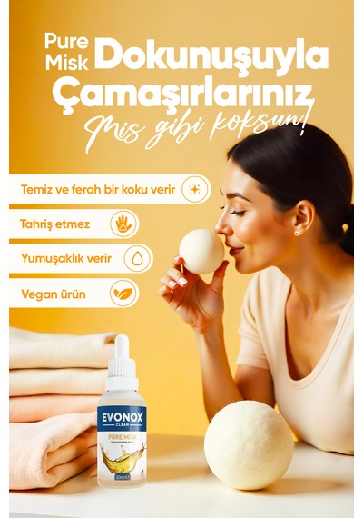 Clean Çamaşır Yün Kurutma Topu Esansı Pure Misk 30 Ml Tekli