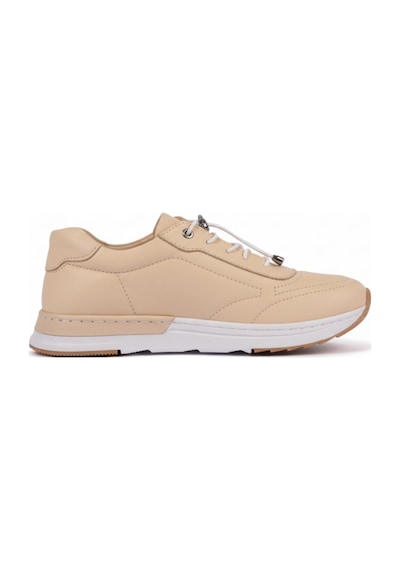 Napa Shoes Hakiki Deri Hızlı Bağcıklı Ortopedik Taban Spor Ayakkabı Napa-383 Bej
