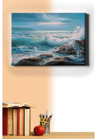 Webstyle Sayılarla Boyama Seti Kasnaklı Turkuaz Dalgalar 60 X 75 Cm