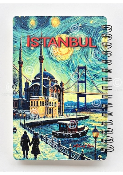 Simli Defter İstanbul A5 Yeni Yıl Çizgisiz Spiralli 14x21 Cm Ortaköy