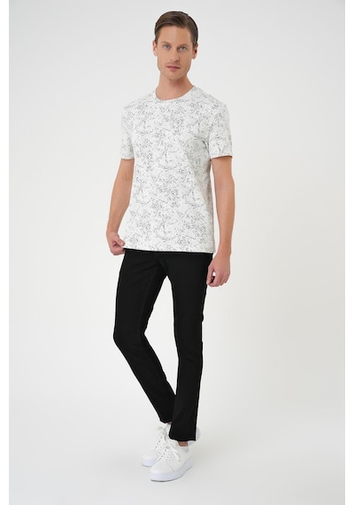 Efor Comfort Fit Bisiklet Yaka Batik Görünmlü Kısa Kol Casual Ekru Tişört Ts 905 Ekru