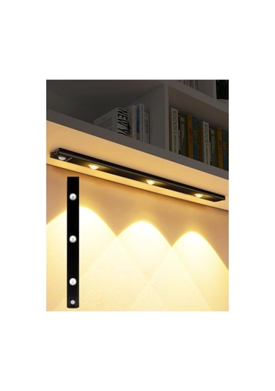 Harekete Duyarlı Led Gece Lambası, 40 Cm Uzunluğunda, Usb Şarjlı 10 Parça Siyah