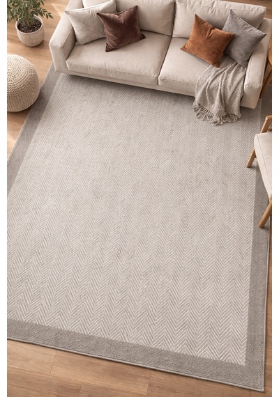 Mess Modern Dekoratif Yumuşak Dokulu Sisal Halı 3939 Krem Vizon Çok Renkli