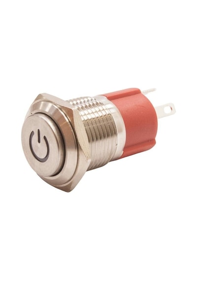 Motorobit 16D-G1-C 16Mm Çıkık Yaylı Işıklı Power Metal Buton - Yeşil