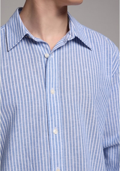 Colin's Colins Regular Fit Shirt Neck Çizgili Erkek Mavi Uzun Kol Gömlek Cl1081139 Q1.v2 Ble