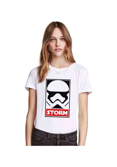 Storm Baskılı Beyaz Kadın Tshirt (534305211)