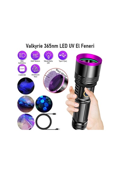 Led Uv El Feneri 20w Güç 3000mah Şarjlı Alüminyum Gövde Profesyonel Kullanım
