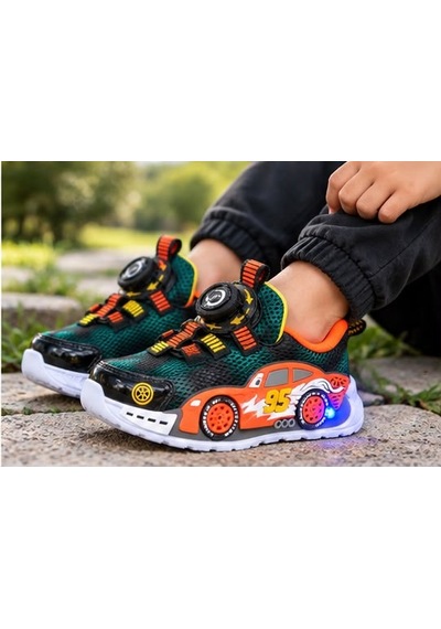 Papucumun Dünyası Çocuk Şimşek Mcq Işıklı Lıghtyear Spor Araba Detaylı Spor Ayakkabı Sneaker Turuncu