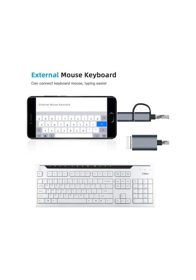 USB 3.0 OTG To Type C + Micro USB Data Şarj Çevirici Dönüştürücü