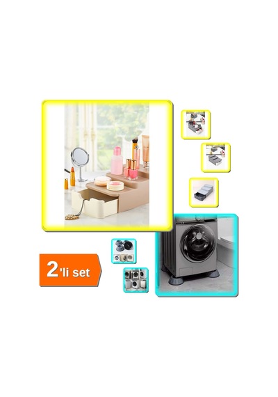 Compact Çekmeceli Standlı Makyaj Organizeri + Çamaşır Makinesi 4 Adet Titreşim Engelleyici - 2li Set Belirtilmemiş