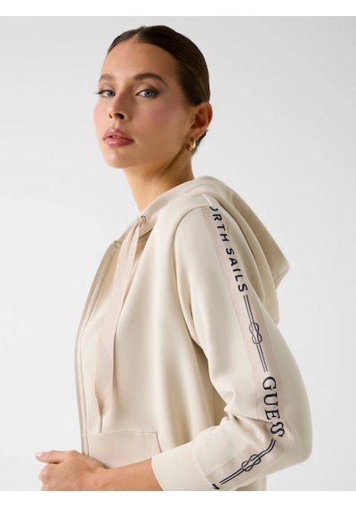 Guess Guessxns Fermuarlı Kapüşonlu Kadın Krem Sweatshirt W6gq03k2656-a115 Krem