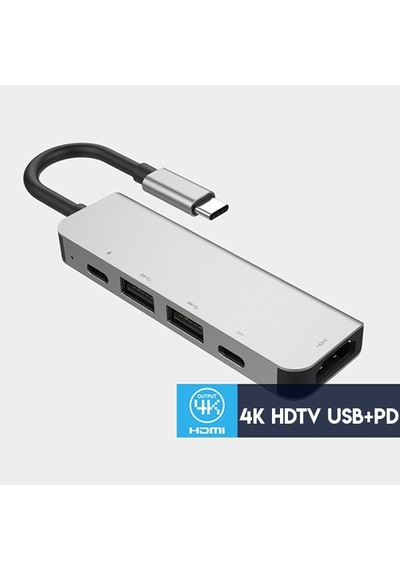Ally Usb Type-C To 5In1 Hdtv 2Xusb 2X Pd Hub Adaptör Çoklayıc