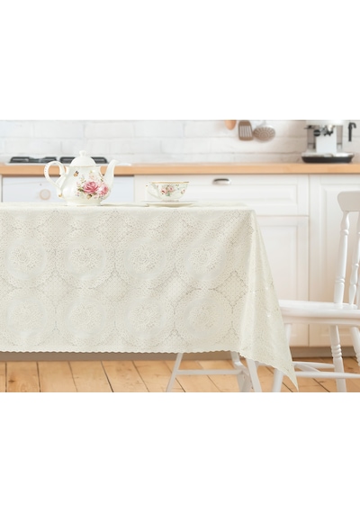Madame Coco Roni Pvc Masa Örtüsü - Ekru - Bej - 140x140 Cm Maor0000000006140 X 140 Cm-ekru