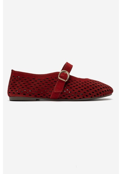 Luvi Shoes Arian Kırmızı Süet Hakiki Deri Delikli Kadın Babet Ayakkabı Luvi Shoes Arian Kırmızı Süet Hakiki Deri Delikli Kadın Babet Ayakkabı