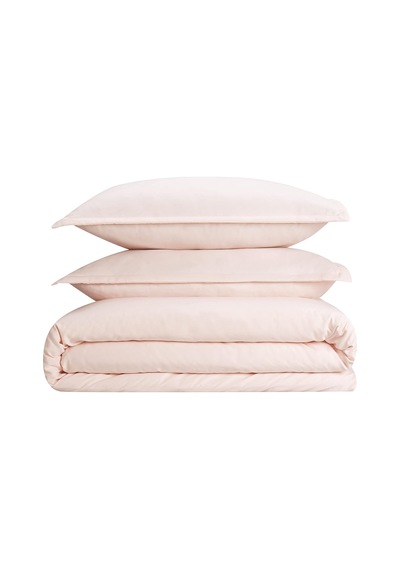 Simply Clean Ultra Yumuşak Hipoalerjenik Lekeye Dayanıklı 3 Parça Düz Nevresim Takımı, Allık, Tam, Queen Çok Renkli