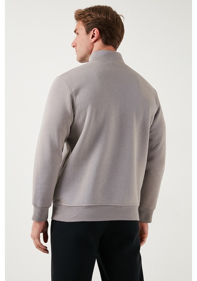 Buratti Pamuklu Regular Fit Yarım Fermuarlı Dik Yaka Erkek Sweat 59052592 Kül