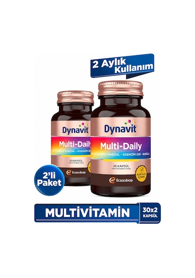 Dynavit Multidaily 30 Kapsül X2-13 Vitamin,7 Mineral,koenzim Q10,rhodiola Multi-daily -multivitamin&enerji