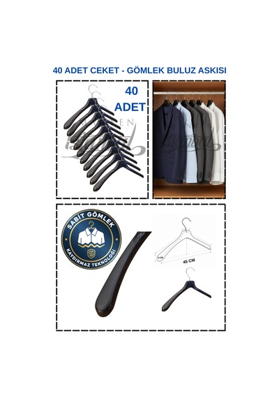 Elbise Askısı Kaydırmaz Abs Plastik Ceket Gömlek Bluz Kıyafet Askılığı Gardırop İçin 40 Adet Diğer