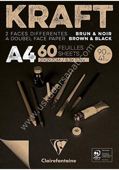 Kraft & Siyah Çift Taraflı A4 90 G 60 Sayfa