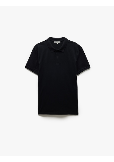 Koton Kısa Kollu Pamuklu Pike Kumaş Polo Yaka Slim Fit Tişört Siyah 5sam10012mk Siyah