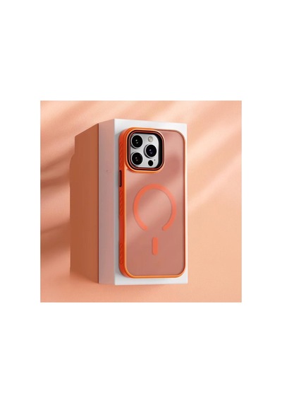 Apple İphone 14 Pro Max Uyumlu Kılıf Aura M-safe Silikon Kılıf Turuncu