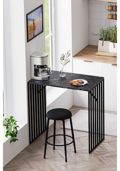 Prag Bar Taburesi , Mutfak Taburesi, Balkon, Bahçe Taburesi, Sandalyesi Siyah Kumaş