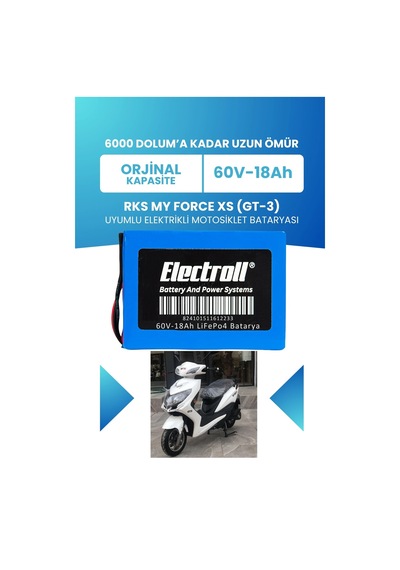 Rks My Force Xs Gt-3 Batarya Standart Kapasite Lifepo4 60v 18ah Elektrikli Motosiklet Bataryası