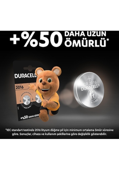 Duracell Özel 2016 Lityum Düğme Pil 3v 2 Li Paket