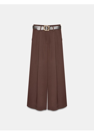 Dilvin 72692 %100 Lyocell Pileli Geniş Paça Pantolon-kahve