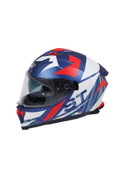 Sway Sw 865 St Kapalı Kask Beyaz - Mavi - Kırmızı