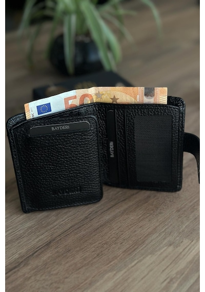 Bayderi Mecak Hakiki Deri Cüzdan Kartlık-3505 Siyah
