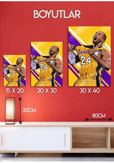 Kobe Bryan, La Lakers - Parlak Metal Baskı Tablo