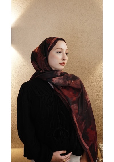 Mirsoy Scarf Safir Etnik Desen Şal A.Kiremit