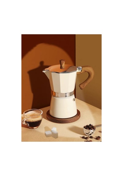 Mokapot 6-cup Coffeehutt Bigg Coffee Italyan Filtre Kahve Makinesi - Alüminyum, Hafif Ve Dayanıklı Bej