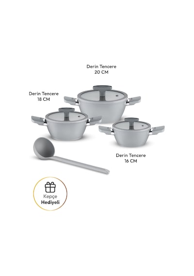 Emsan Swiss Crystal Rs 6 Parça Midi Tencere Seti Gri