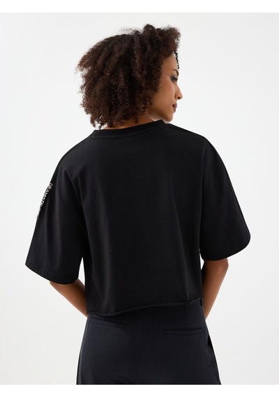 LOFT Crop Kadın Tshirt K.kol Lf2040257 Q1.v1 Siyah