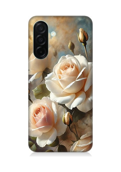 Samsung Galaxy A36 Uyumlu Krem Beyaz Güllerin Sessizliği Desenli Silikon Kılıf Çok Renkli