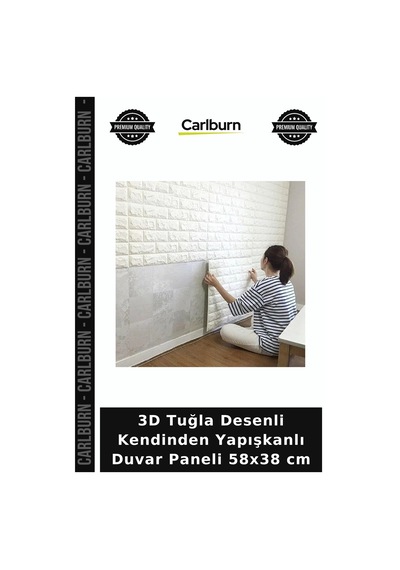 Özel Üretim Dekoratif Pratik Salon 3d Tuğla Desenli Kendinden Yapışkanlı Duvar Paneli 58x38 Cm