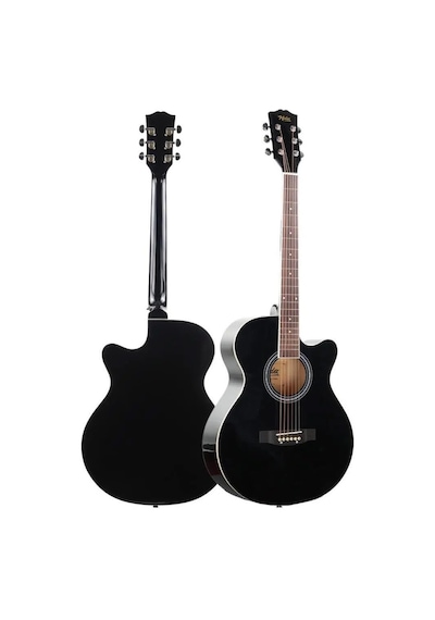 Midex XC-200BK Kesik Kasa Siyah Akustik Gitar 4/4 Yetişkin Üst Segment (Gigbag Çanta Tuner Capo Askı Pena)
