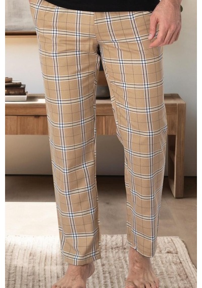 Mecit 3002 Erkek Kahve Ekoseli Tek Pijama Altı 001
